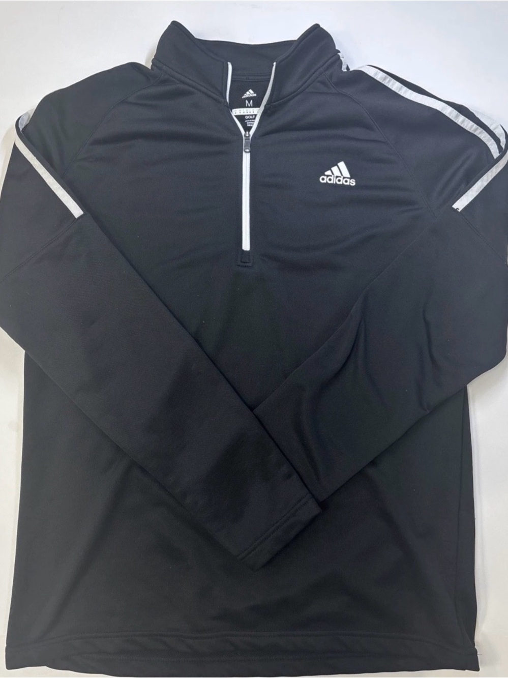 ADIDAS Black Golf Quarter-Zip Pullover with White Trim